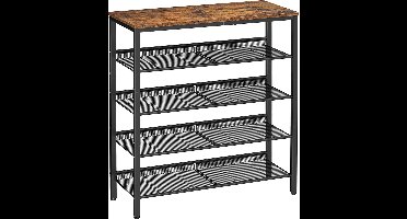 Hoppa! | Schoenenrek | 5 niveaus | metaal | vintage bruin-zwart | 75 x 93 x 28 cm (B x H x D)