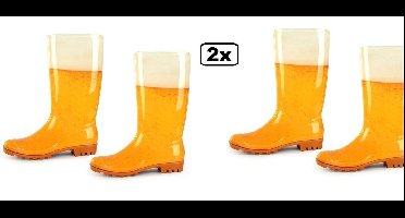 2x Paar Regenlaarzen Bierprint dames mt.39-40 - Themafeest carnaval plensbui water evenement festival