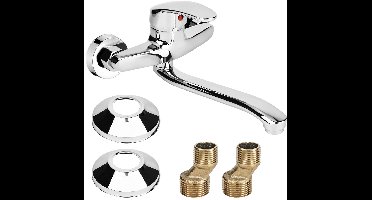 Boraboi® Draaibare eengreepsmengkraan voor wandmontage met chroom afwerking,Zilver
