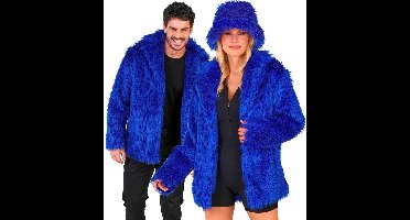 Bontjas Pluche Koningsblauw - Maat L-XL