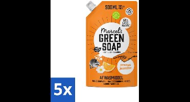 Marcel's Green Soap - Navulling - Afwasmiddel - Sinaasappel & Jasmijn - Plantaardig & duurzaam - 500 ml - Bulkverpakking - 5 stuks