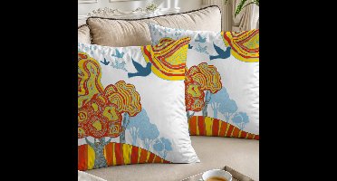 Boraboi® Luxe Decoratieve Kussenhoezen set van 2 , Zachte Suède Touch- 45x45 cm -(Geel,orange,wit,blauw)