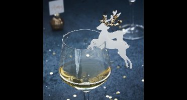 Plaatskaart gouden glitter rendier (10 stuks)
