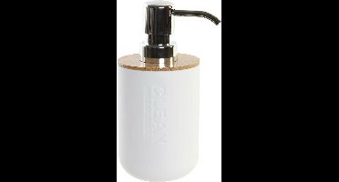 Items - Zeeppompje/dispenser - Bamboe - ivoor wit - 9 x 15 cm