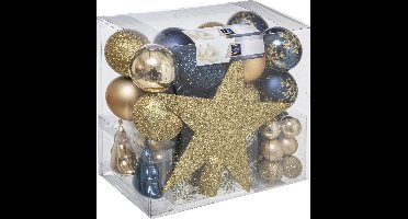Feeric Lights and Christmas Kerstballen met piek - 43st - kunststof champagne-blauw