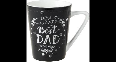 Dutch Rose Zwart/Wit Beker Best Dad - Zwart