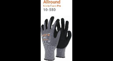 12x 12 paar - Werkhandschoenen PSP 10-580 Allround Top Nitrile Schuim, Zwart (per doos van 12x 12 paar), maat 7