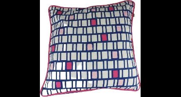 Dutch Decor sierkussenhoes SEPPE - Blauw / Fuchsia - 45 x 45 cm - Polyester - Vierkant
