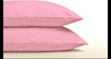 Set van 2 effen ROZE (zachtroze / rose) kussenslopen (kussensloop) KATOEN voor hoofdkussen van 60 x 70 cm (uni / effen beddengoed, cadeau Sint & Kerst!)