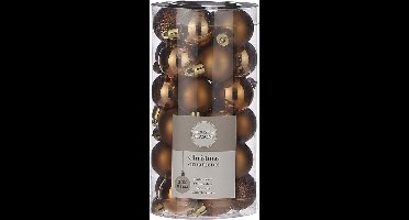 House of Seasons Kleine kunststof kerstballen pakket - licht koper - Dia 3 cm - 30 stuks - mini kerstballen