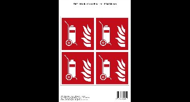 Pictogram sticker F009 - Mobiele brandblusser - 100x100mm - 4 stickers op 1 vel