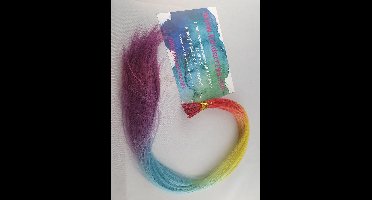 haar extension regenboog rood-geel-blauw-paars  55 cm  50 stuks