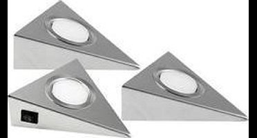 Heitronic 23009 GENUA LED-onderbouwlamp Set van 3 stuks 6 W Warmwit RVS