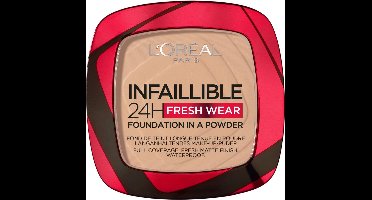 L’Oréal Paris Infaillible 24h Fresh Wear Foundation in a Powder - poeder - foundation en poeder in één - 24 uur lang een natuurlijke, egale en matte finish - geeft niet af - 130 True Beige - 9 gr.