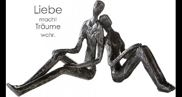 Gilde Handwerk - Sculpture - Beeld - Dreaming - Rug tegen Rug - Metaal - zilver/zwart