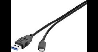 Renkforce USB-kabel USB 3.2 Gen2 (USB 3.1 Gen2) USB-A stekker, USB-C stekker 0.15 m Zwart Vergulde steekcontacten RF-32