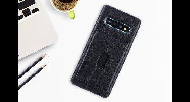 UNIQ Accessory Galaxy S10 Plus Kunstleer Backcover hoesje met portemonnee - Zwart (S10 Plus)
