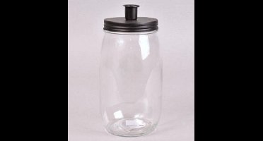 Kandelaar - Potkandelaar - Candle Jar - Zwart - Groot -  12 x 20 cm.