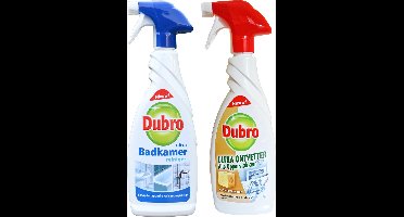 Dubro 1x Badkamer ultra + 1x Ultra ontvetter alle oppervlakken - Verwijdert grondig kalk en zeepresten 2x 650ml