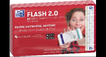 Oxford Flash 2.0 - Flashcards - Geruit 5mm - A7 - Rode rand - 80 stuks