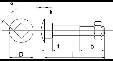 Slotbout DIN603/555 4.6 M12x380mm - Thermisch Verzinkt - 25 Stuks