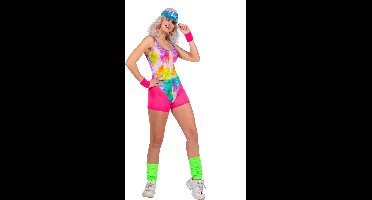 Aerobic Babe Swimsuit Barbie & Ken - Multikleur - Maat 36 - Foute party 80's party 90's party - Verkleedkledij