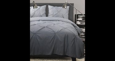 Luxe Pure dekbedovertrek met borduursels, grijs - 1 persoons, 140x200/220cm + 1 kussensloop