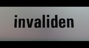 Aluminium deurbordje tekst: invaliden | 5 jaar garantie | Zelfklevend | 130x50x0,5 mm
