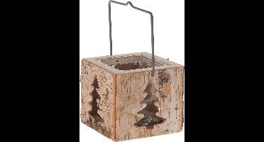 Theelichthouder Hout Kerstboom waxinelichthouder Fridrika 10x10x10cm