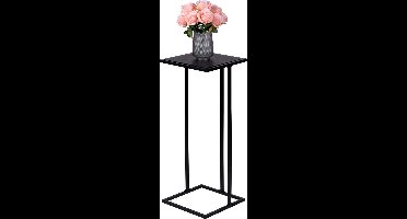 Arti Casa Bijzettafel - Metaal en MDF - 75 x 33 x 33 CM - Nachtkastje - Plantentafel - Laptoptafel - Industriële Uitstraling - Zwart