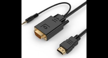 HDMI naar VGA + 3,5mm Jack kabel / zwart - 1,8 meter