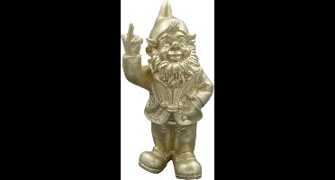 Stoobz kabouter fuck you goud - kabouter met middelvinger - 20 cm groot - kabouter FY - tuinkabouter - stoute kabouter