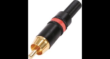 Neutrik, Rechte mannelijke RCA-connector compatibel met 3,5 mm tot 6,1 mm o.d. kabel, Zwart / Rood