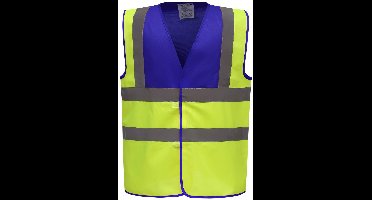 Yoko Signalisatievest met 2 Banden & Bretels YHVW100 - Royal Blue / Hi Vis Yellow - 3XL