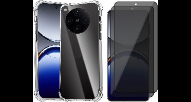 Hoesje geschikt voor Oppo Find X8 Pro - 2x Privacy Screenprotector Volledig Dekkend Glas - Shockproof Transparant