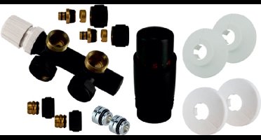 Riko Onderblok Set Haaks Links 16 x 2,0 en 15 mm Knel - Mat Zwart