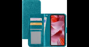 Hoesje - Met Pasjeshouder - Geschikt voor Google Pixel 9 Pro - Luxe Bookcase Portemonee - Flip Case - Kunstleer Book Case - Flipcase - Book Cover - Walletcase - Portemonneehoes - Turquoise