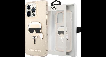 Karl Lagerfeld TPU Smartphonehoesje geschikt voor Apple iPhone 13 Pro - Goud met Back Cover en Bescherming.