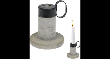 Kandelaar - Steen Beton - Robuuste Stevige Industriële Kaarshouder - 8 x 9 cm