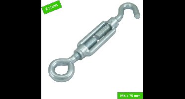 Waelbers draadspanner met haak - M8 x 70 - Verzinkt - 2 stuks
