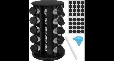 Ruhhy Kruidenpotjesset 20 stuks met 360° draaibare houder, glazen potjes van 90 ml, stickers, stift en siliconen trechter