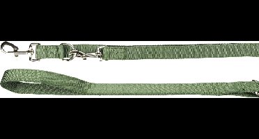 Hondenriem – trainingslijn hond – Flamingo Ziggi Kaki – 200cm x 2,5cm – nylon – 3-voudig verstelbaar – handsfree mogelijk – voor alle honden – buiten