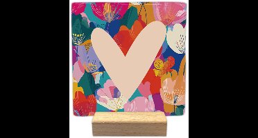 Decoratie tegel - Hartje - keramisch - 10x10 cm - inclusief houder