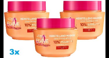 L’Oréal Paris Elseve Dream Long Haarmasker – 3 x 300 ml – Voor Lang & Beschadigd Haar – Herstellend Masker