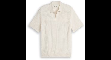 Tom Tailor - Gebreid poloshirt van katoen - Maat S - Gardenia White