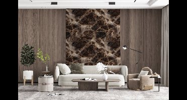 Behang - Fotobehang Bruin - Goud - Marmer - Breedte 160 cm x hoogte 220 cm