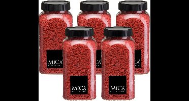 Mica Decorations decoratie stenen/granulaat - 5x - 650ml - rood - hobby steentjes