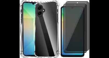 Hoesje geschikt voor Samsung Galaxy A06 - 2x Privacy Screenprotector Volledig Dekkend Glas - Shockproof Transparant
