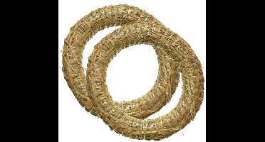 Decoratie krans van stro - 2x - 30 x 5 cm - DIY kransen maken - kerst deurkrans/kerstkrans - strokrans