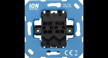 ION Industries Inbouw Impuls- en Serieschakelaar - Pulsdrukker met Twee Knoppen voor het Bedienen van Twee Lampgroepen - IP20 - Kunststof - Zwart - Afmetingen 71 x 71 x 17 mm